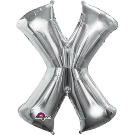 ANAGRAM 35 in. Letter X Silver Supershape Foil Balloon 78436